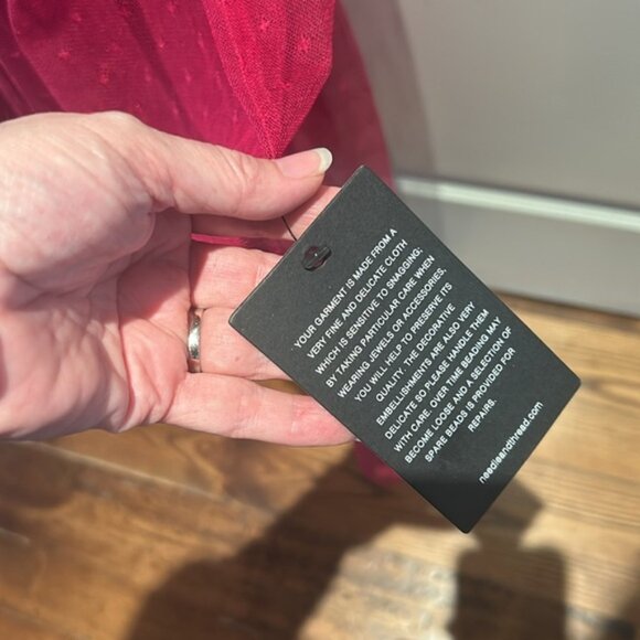 ❌❌SOLD❌❌NWT NEEDLE & THREAD Maybelle Embellished Tulle Fit-&-Flare Dress red 4 - Picture 8 of 13